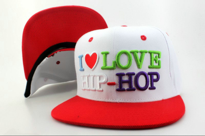 I Love HIP-HOP White Snapback Hat QH